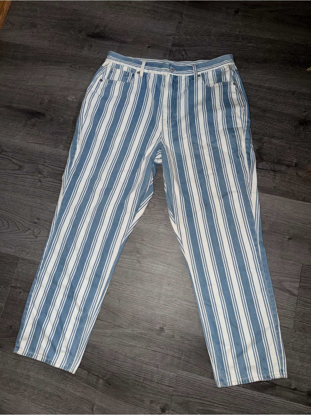 American Eagle Striped Blue and White Womens Jeans